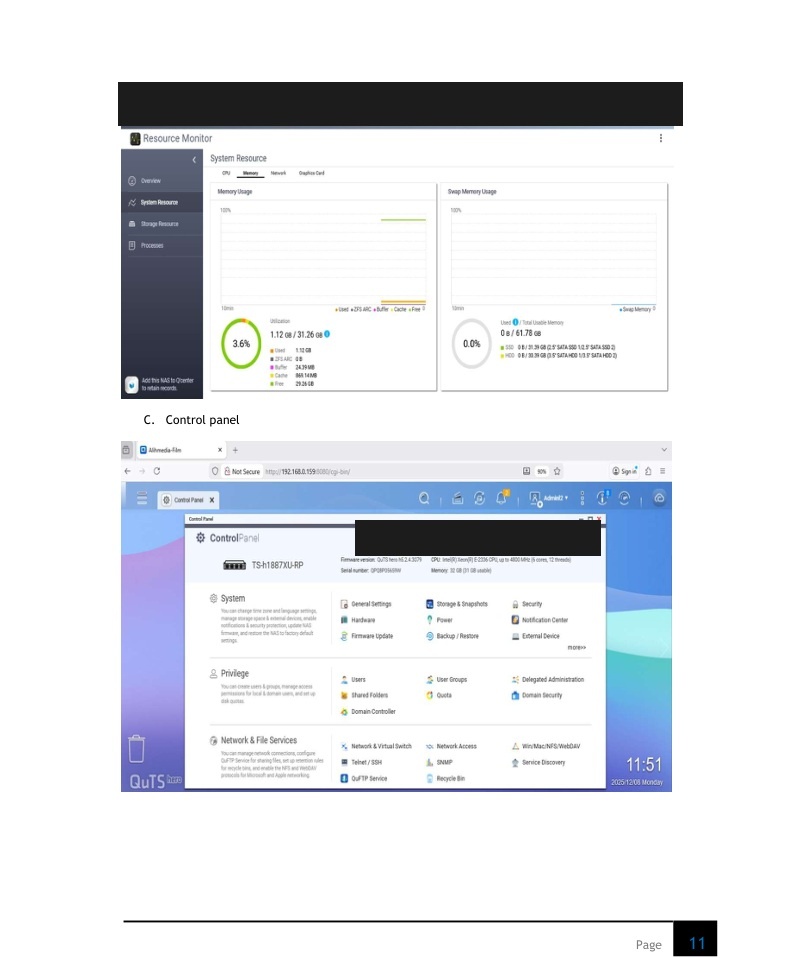 Resource & Control Panel QNAP HALO-TECHS